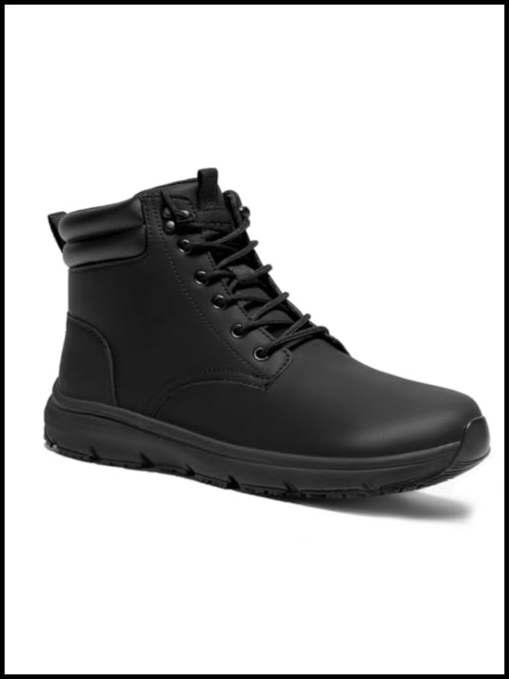 Men's Waterproof Soft Toe Work Boots Non Slip Faux Leather Lace Up